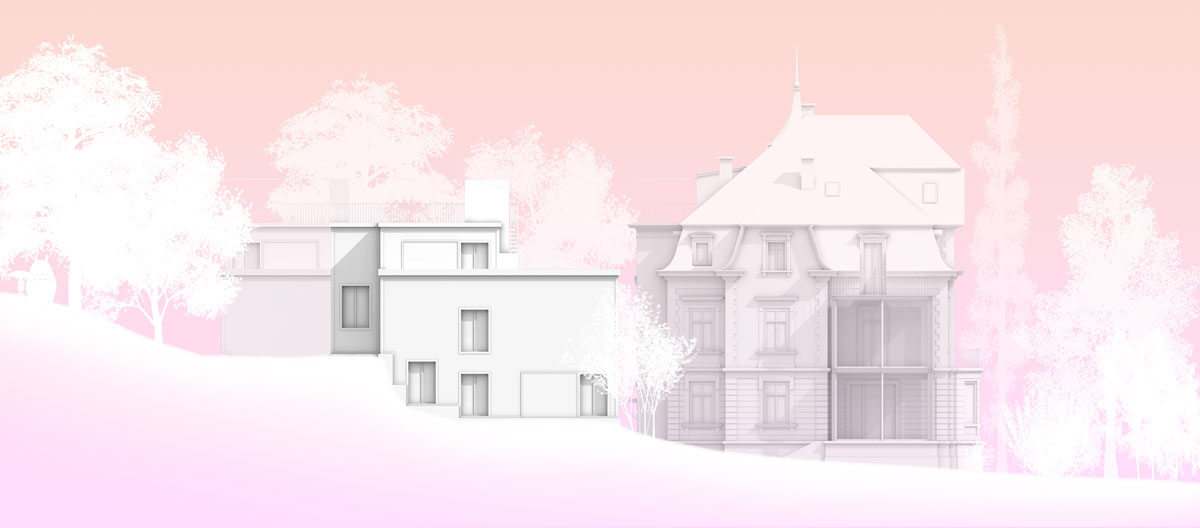 visualisierung-der-sued-ansicht-mit-den-2-geplanten-neubauten-dem-baumbestand-und-der-historischen-villa