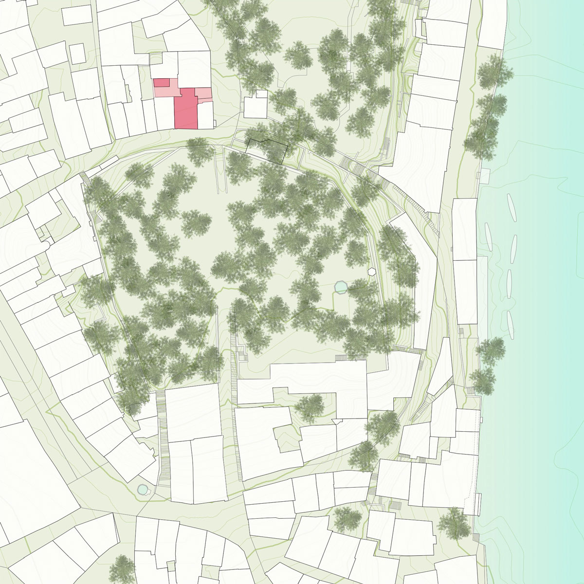 situations-plan-der-altstadt-von-zuerich-beim-lindenhof-mit-fluss-limmat-und-rot-markiertem-altstadthaus-zum-schuetz