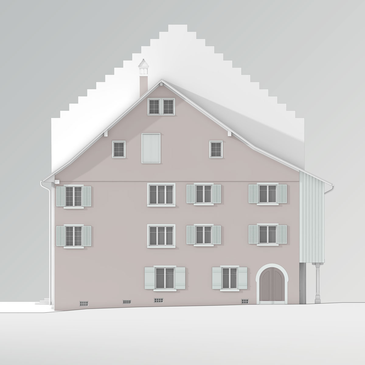 ansichtszeichnung-der-breiten-seiten-fassade-gegen-die-obergasse-mit-historischen-fenstern-kellertor-und-laube